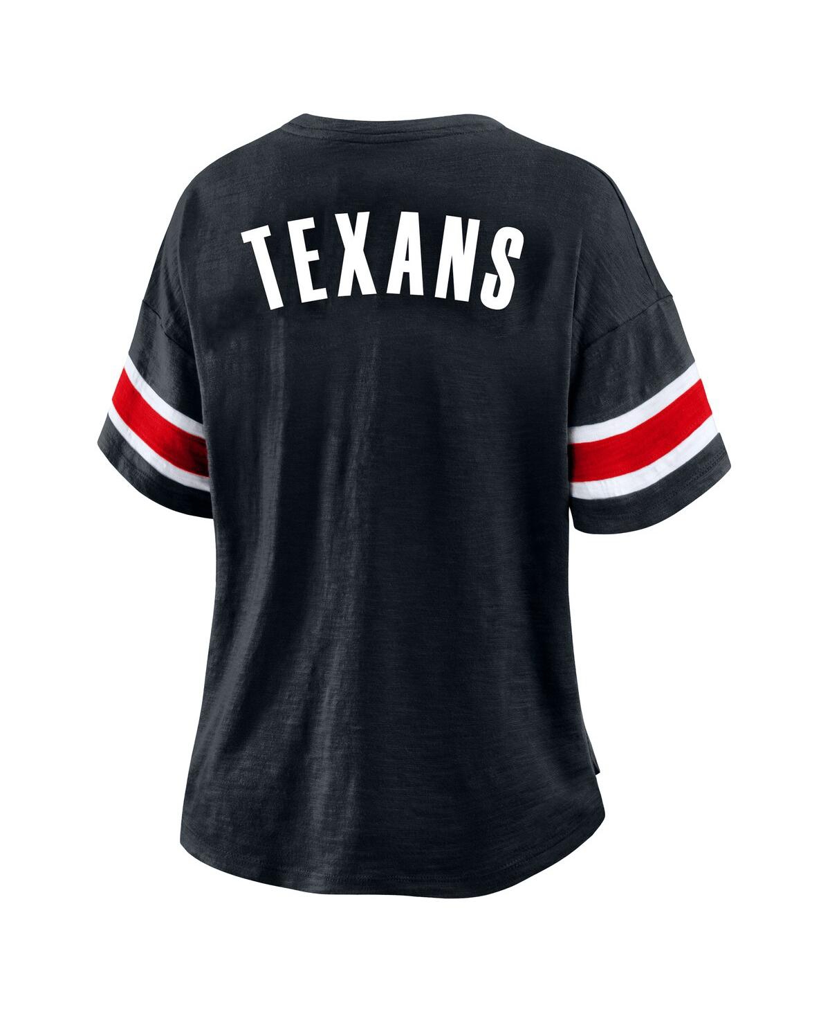 Fanatics Women's Navy Houston Texans Plus Size Redzone Notch Neck T-shirt In Blue