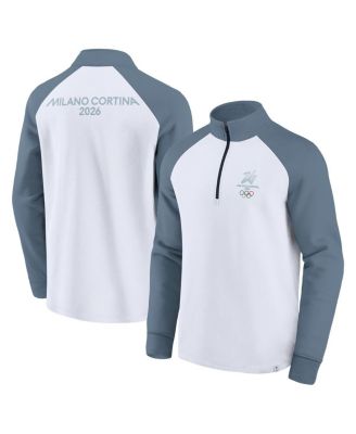 Men's White Milano Cortina 2026 Winter Olympics Color Block Raglan Quarter-Zip Sweatshirt
