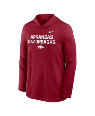 Men's Cardinal Arkansas Razorbacks 2025 Sideline Dri-FIT Long Sleeve Hoodie T-Shirt