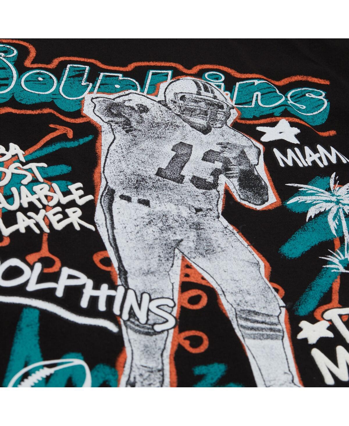 Mitchell & Ness Men'sâ Dan Marino Black Miami Dolphins Chalked Up Player Graphic T-shirt In Black