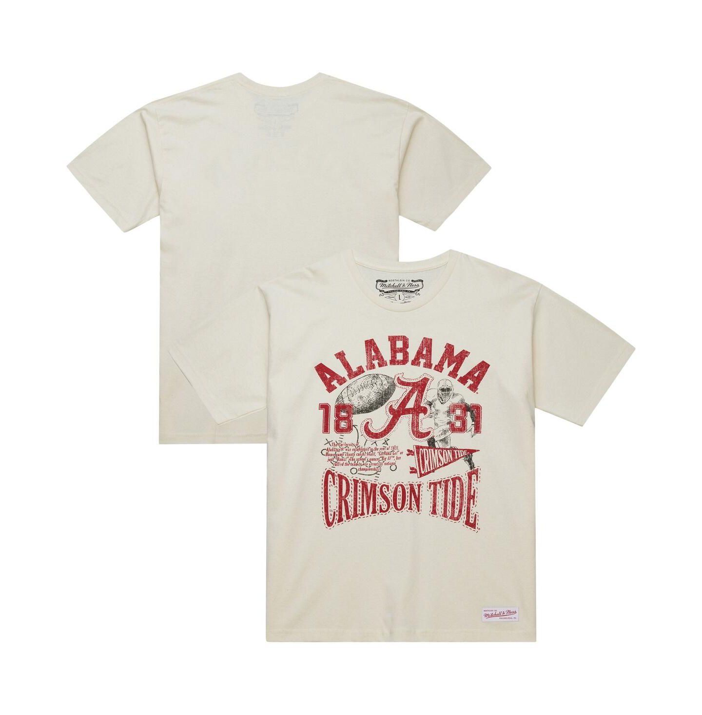 Мужская футболка Mitchell & Ness Cream Alabama Crimson Tide Heritage Scholar — фото 1