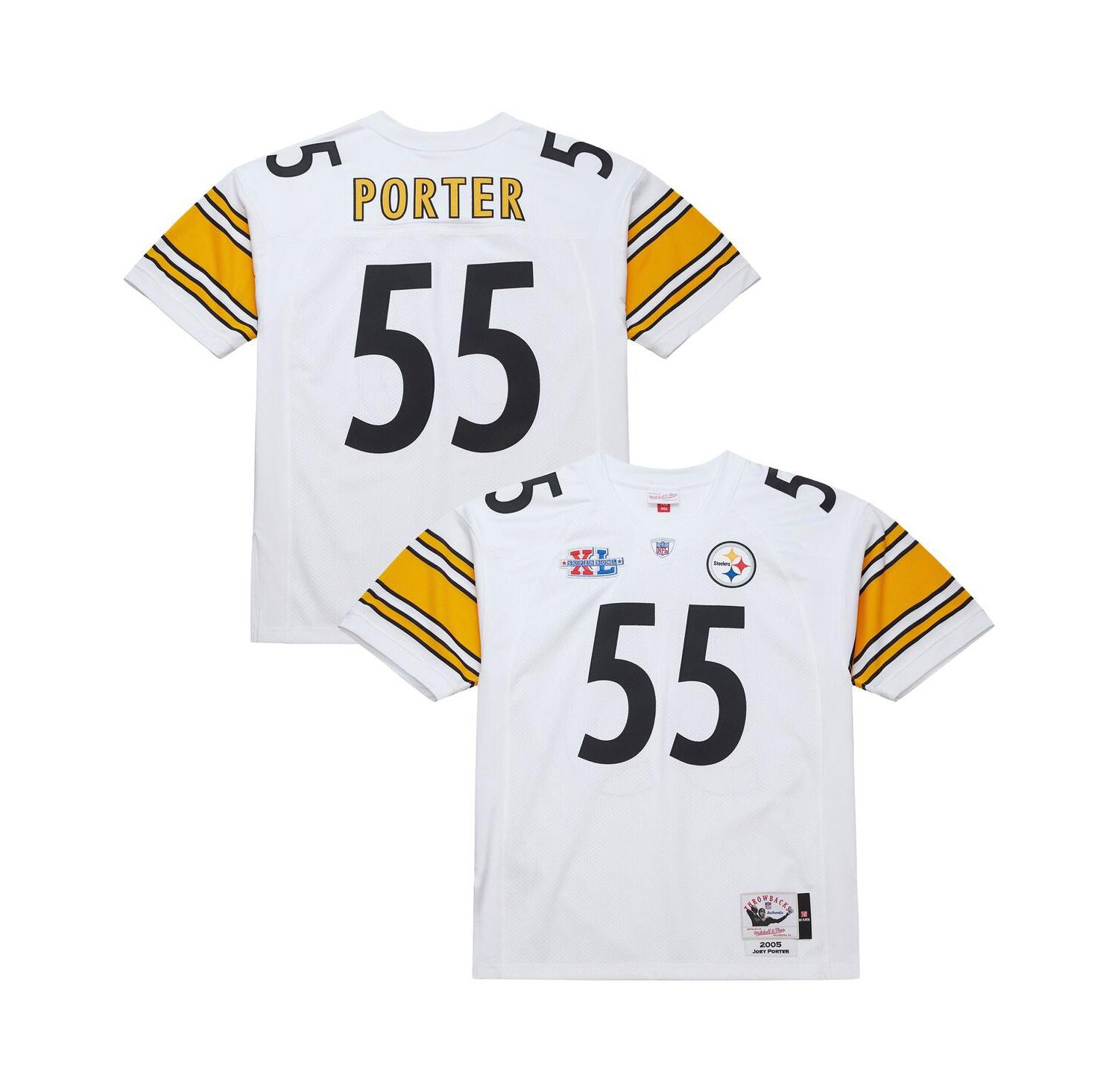 Men's Joey Porter White Pittsburgh Steelers 2005 Authentic Throwback Retired Player Jersey