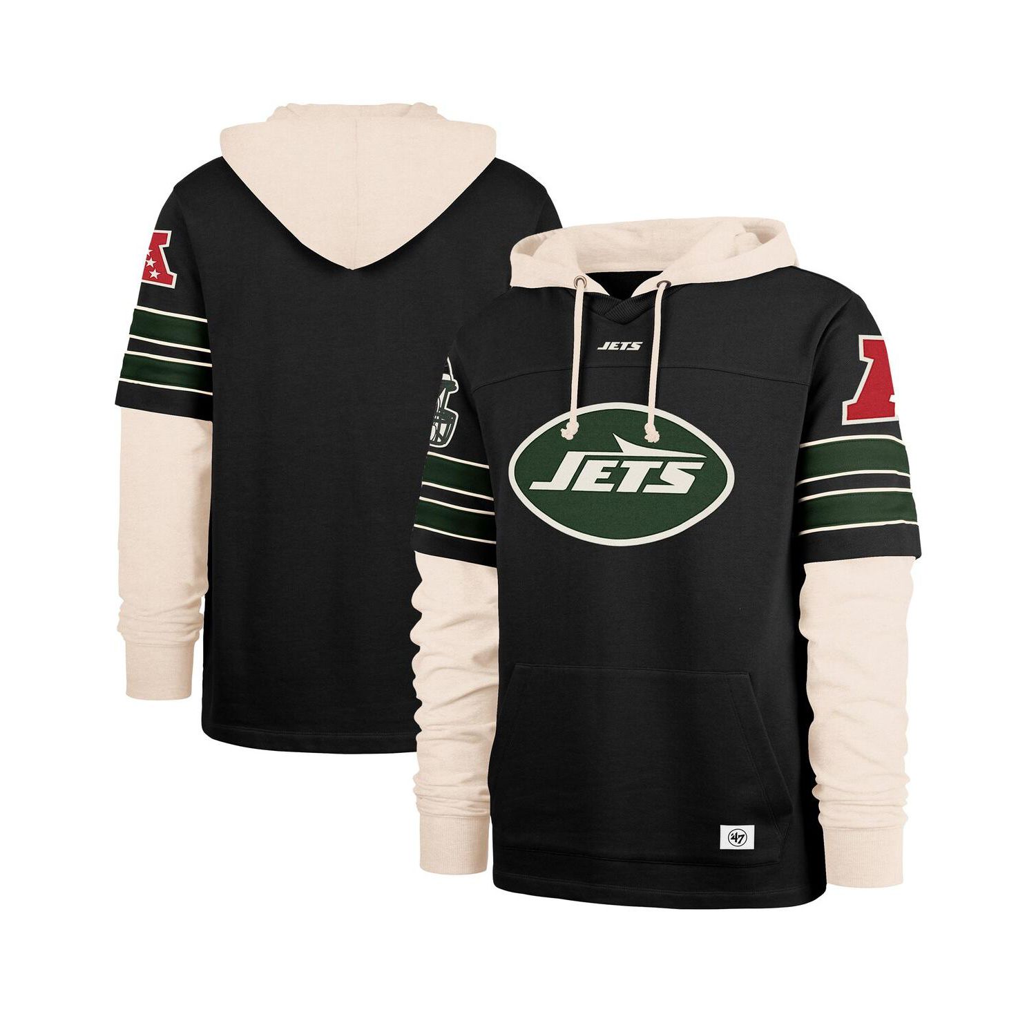 Men's Black New York Jets Split Zone Cornerback Duo Hoodie