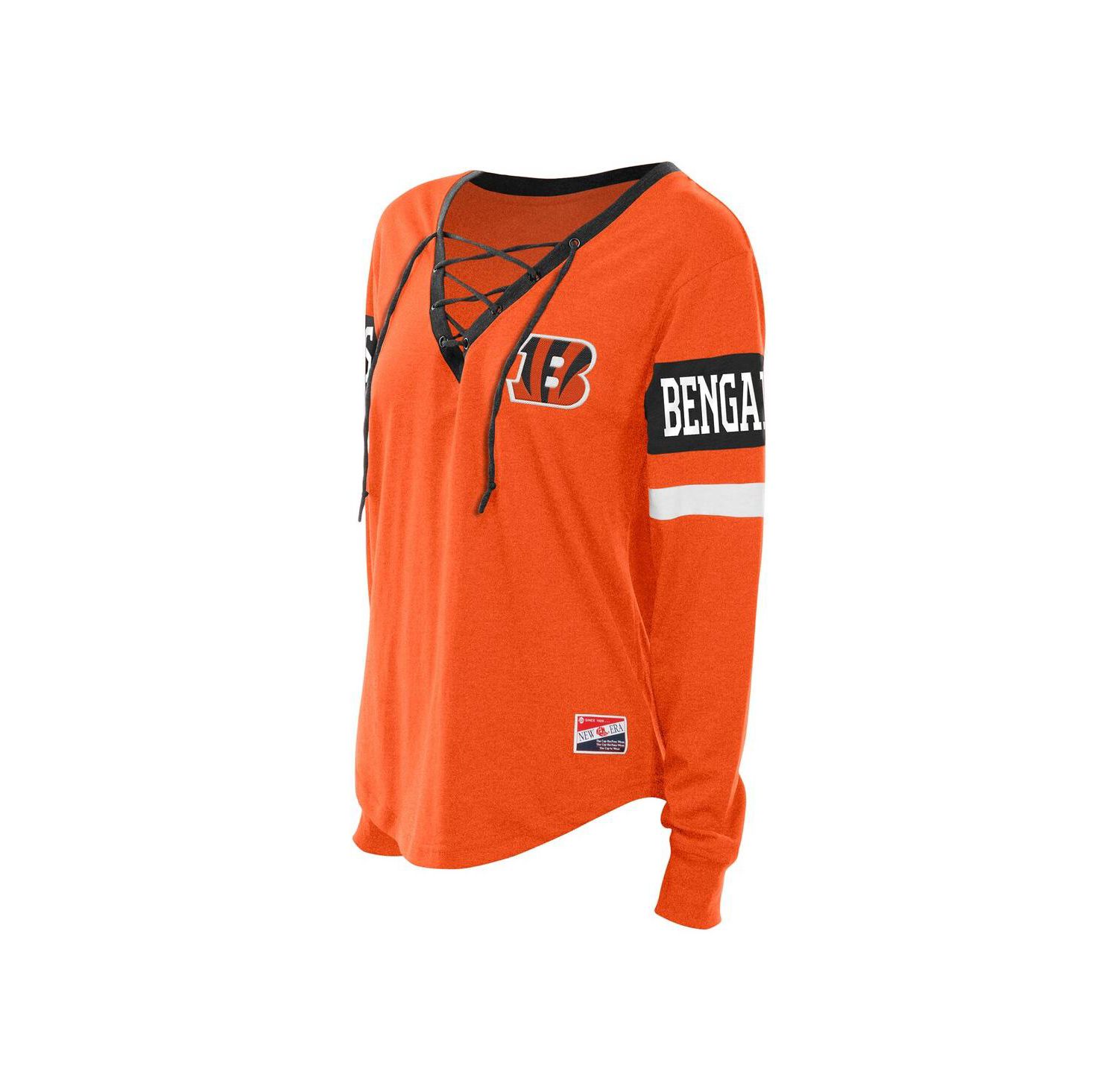 Women's Orange Cincinnati Bengals Throwback Lace-Up Long-Sleeve T-Shirt