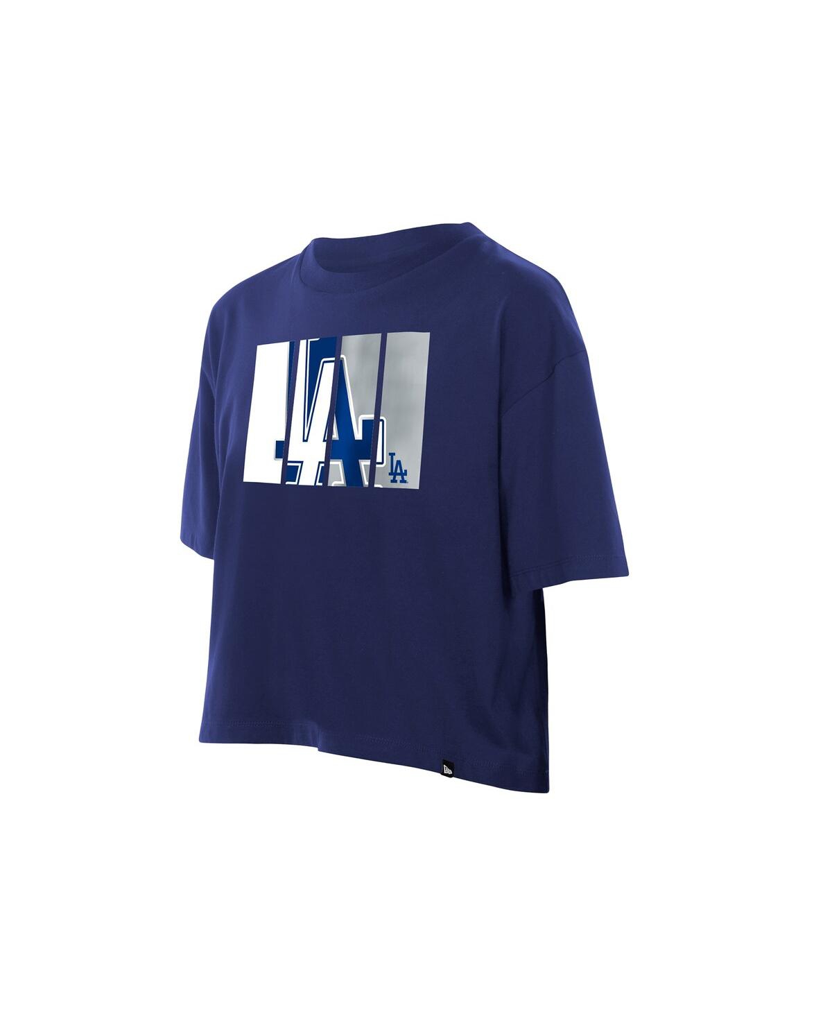 New Era Women's Royal Los Angeles Dodgers Boxy Foil Logo T-shirt In Blue