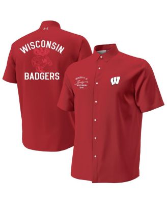 Under Armour - Men's Red Wisconsin Badgers Gameday Armourfuse Camp Button-Up Shirt