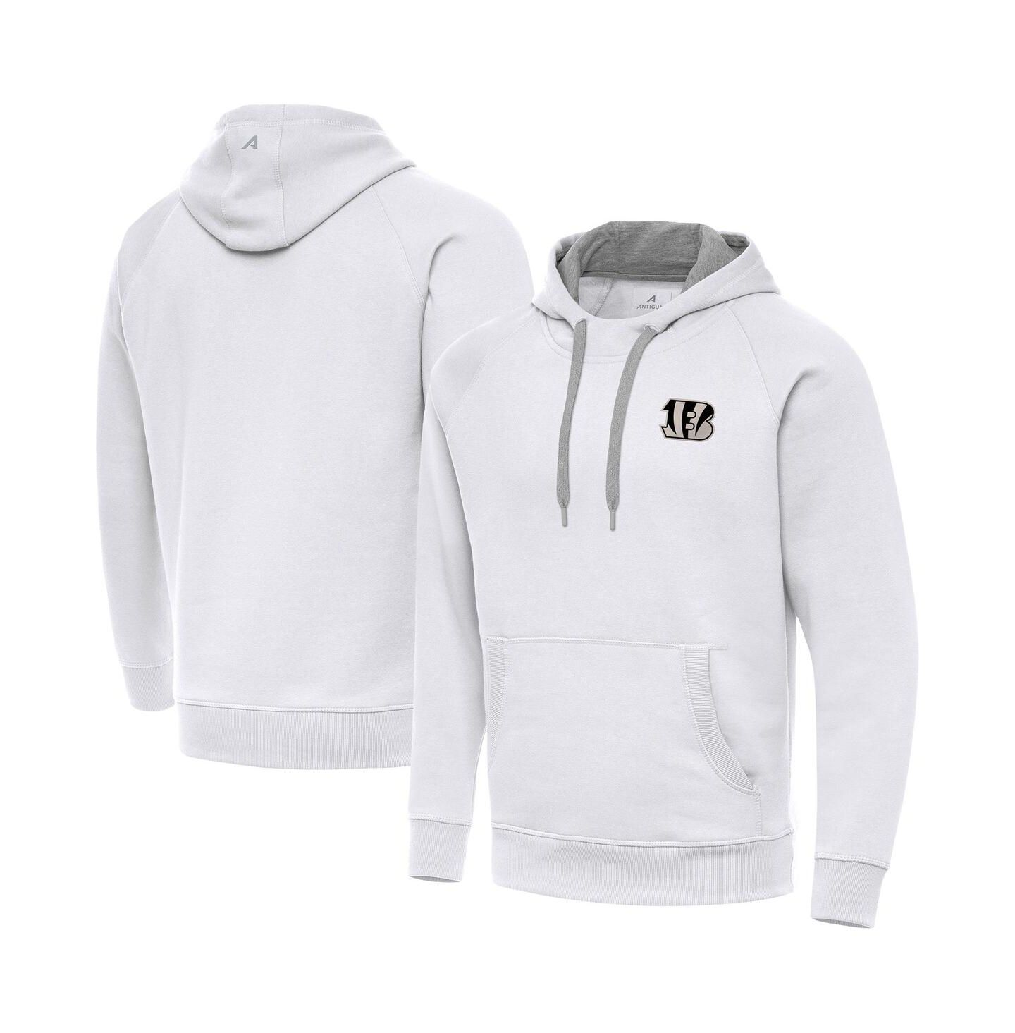 Мужское худи Antigua White Cincinnati Bengals Brushed Carbon Victory Pullover — фото 1