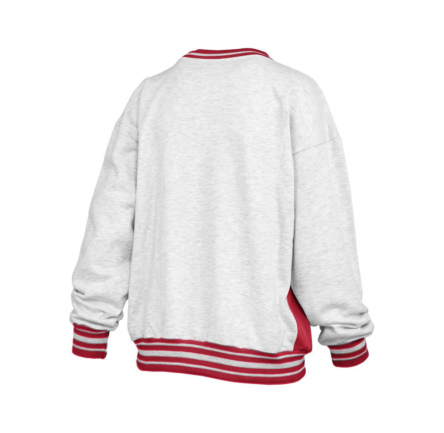 Women's Heather Gray/Scarlet Nebraska Huskers Endzone Crewneck Sweatshirt