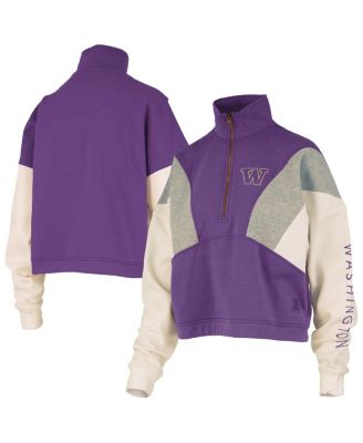 Pressbox - Women's Purple Washington Huskies Ferrara Color Block Quarter-Zip Sweatshirt
