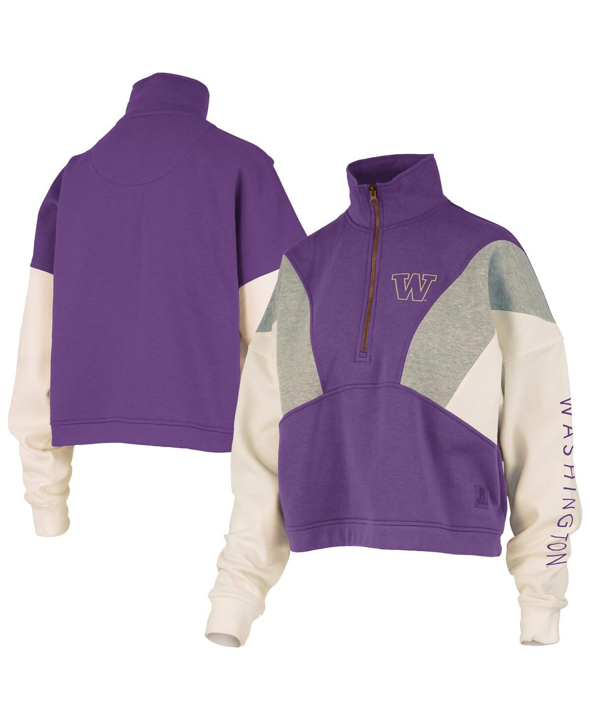 Pressbox Women's Purple Washington Huskies Ferrara Color Block Quarter-zip Sweatshirt