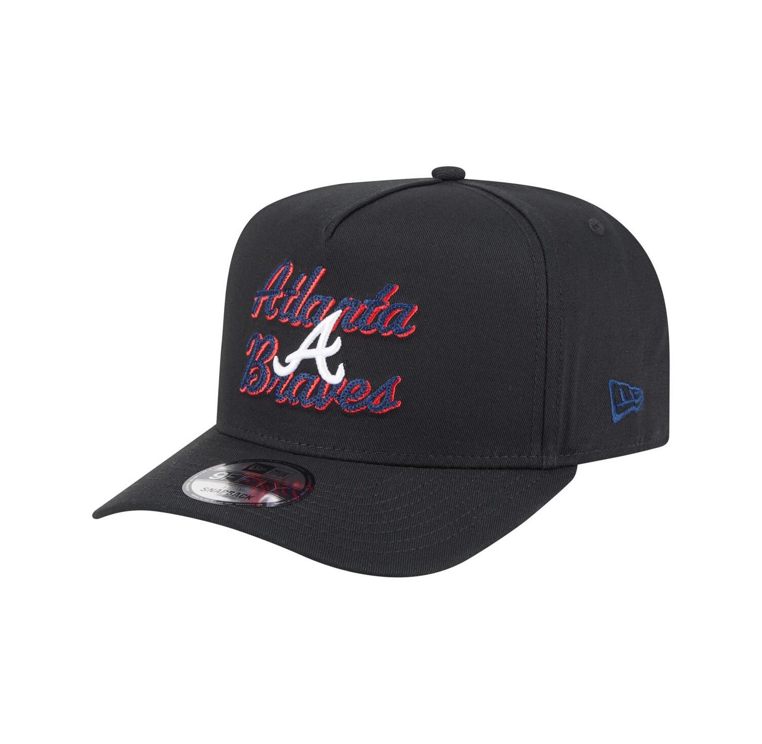 Men's Black Atlanta Braves Chainstitch 9FIFTY A-Frame Snapback Hat