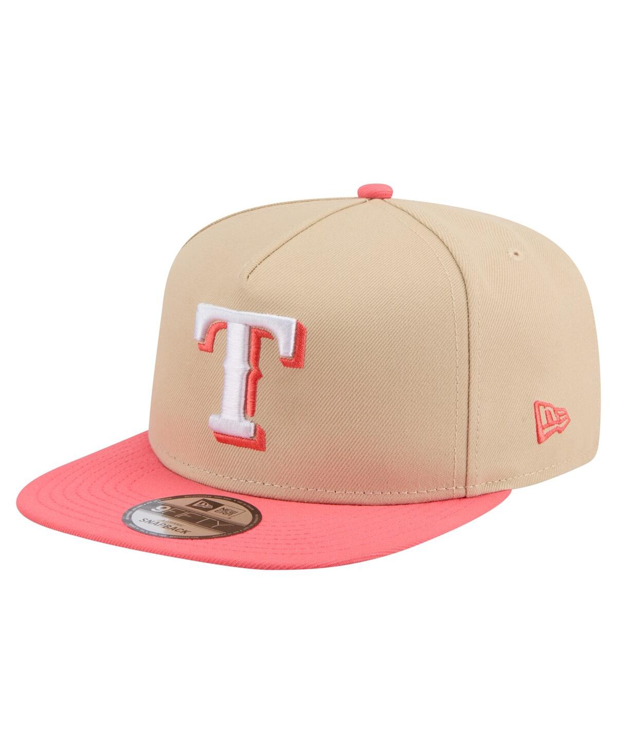 New Era Men's Light Beige/coral Texas Rangers Color Pack A-frame 9fifty Snapback Hat In Neutral