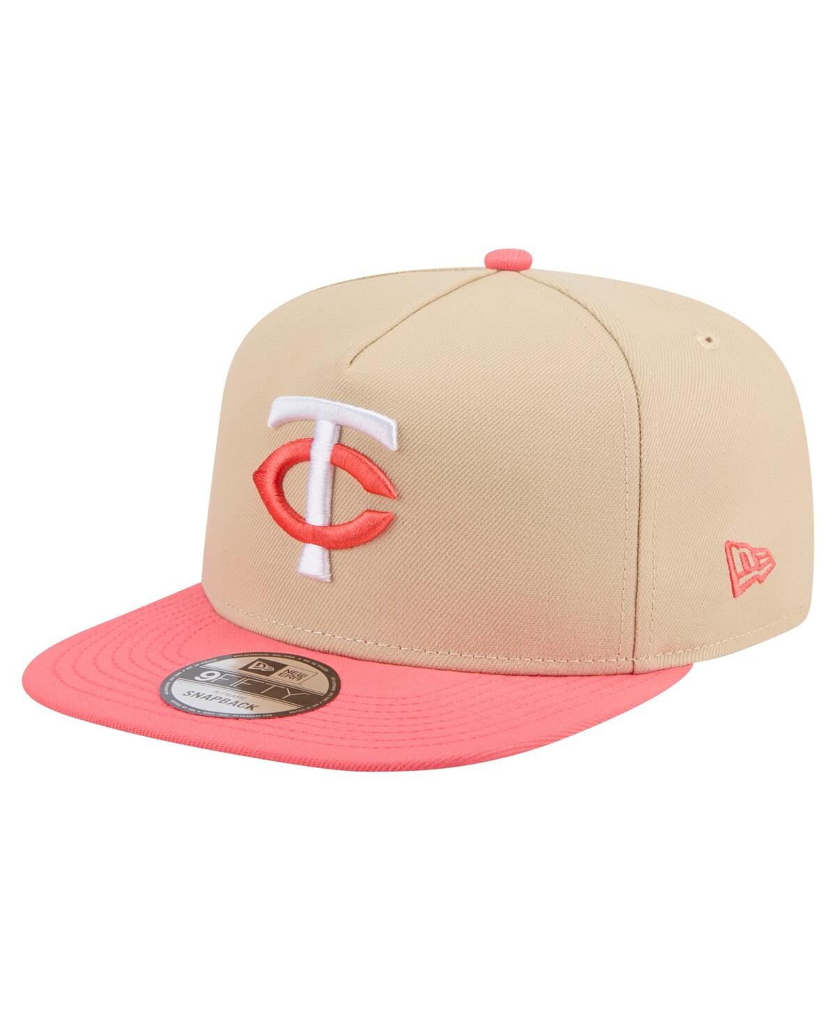 New Era Men's Light Beige/coral Minnesota Twins Color Pack A-frame 9fifty Snapback Hat In Multi
