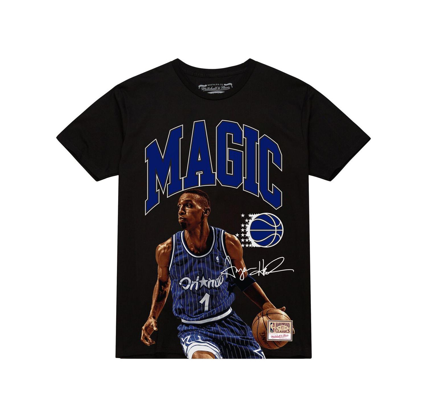 Men's Penny Hardaway Black Orlando Magic Hardwood Classics Player Arch T-Shirt