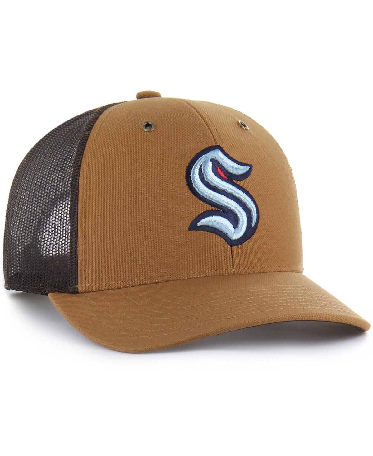 Carhartt X 47 Brand Men's Brown Seattle Kraken Trucker Adjustable Hat In Brown