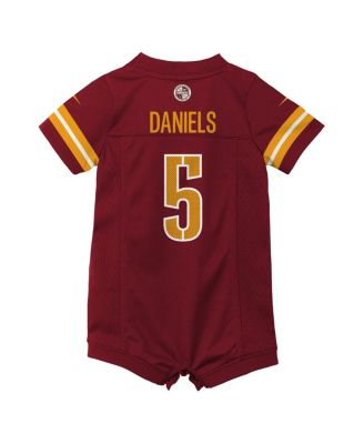 Baby Boys and Girls Jayden Daniels Burgundy Washington Commanders Game Romper Jersey