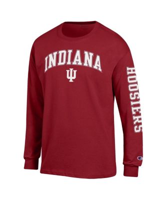 Men's Crimson Indiana Hoosiers Arch Over Logo 2-Hit Long Sleeve T-Shirt