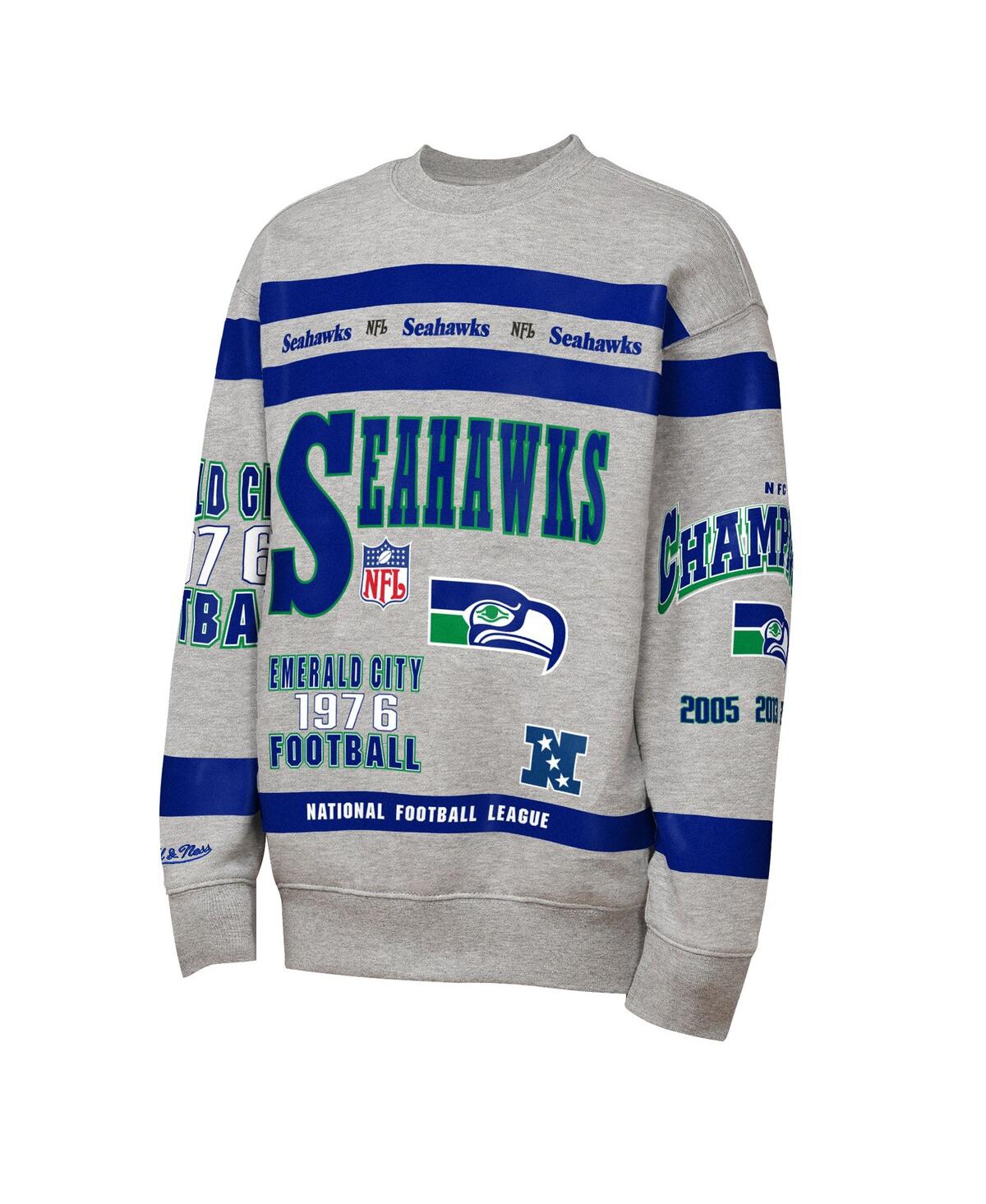Mitchell & Ness Big Boys And Girls Gray Seattle Seahawks Throwback All-over Print Fleece Sweatshirt In Gray
