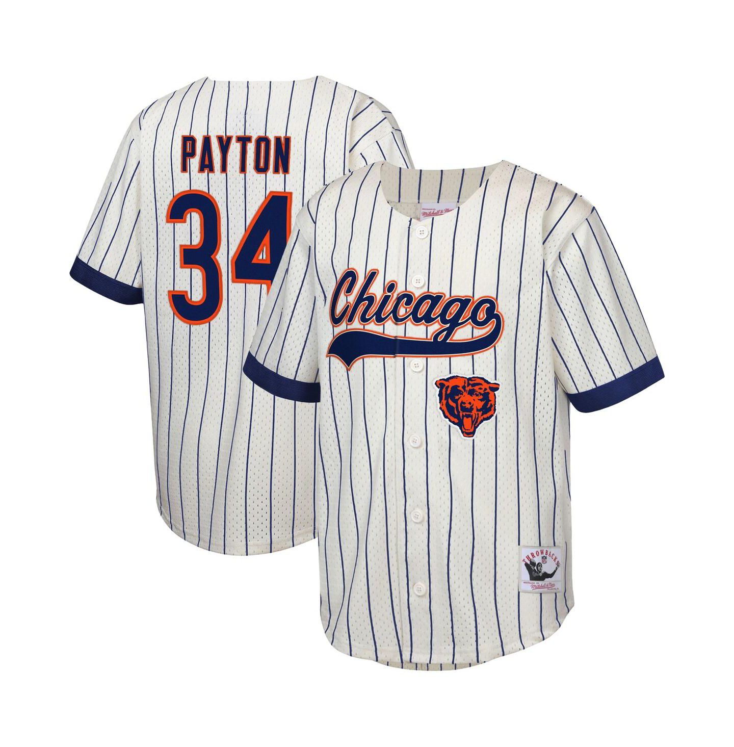 Детский топ Mitchell & Ness Walter Payton Cream Chicago Bears Retired Player Name & Number Baseball Jersey — фото 1