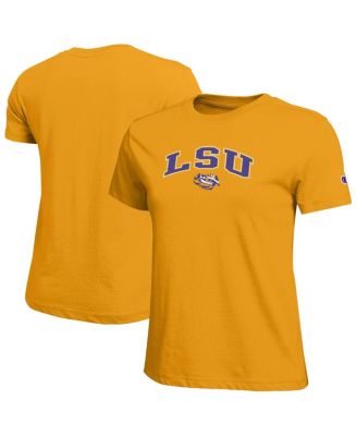 Champion - Women's Gold LSU Tigers Arched Over Logo T-Shirt