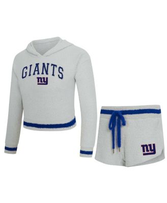 Concepts Sport - Women's 2-Piece Gray New York Giants Whitley Long Sleeve Hoodie Top and Shorts set