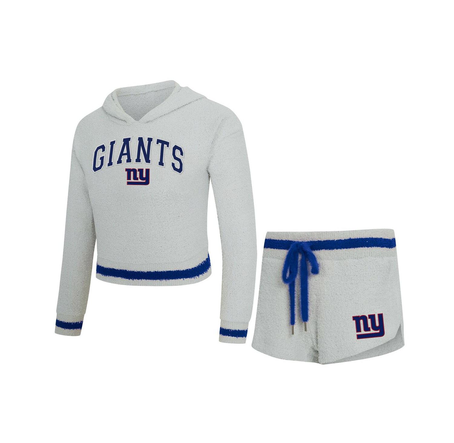 Women's 2-Piece Gray New York Giants Whitley Long Sleeve Hoodie Top and Shorts set
