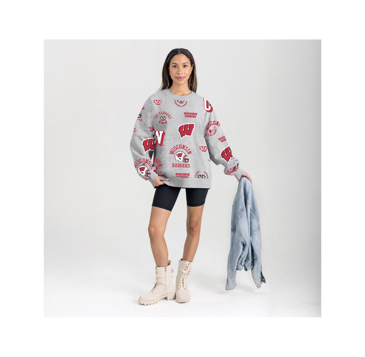 Women's Gray Wisconsin Badgers Always on Repeat Fleece Sweatshirt