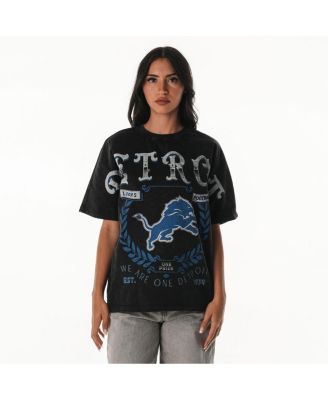 The Wild Collective - Women's Black Detroit Lions Laurel Premium Baggy Dolman T-Shirt