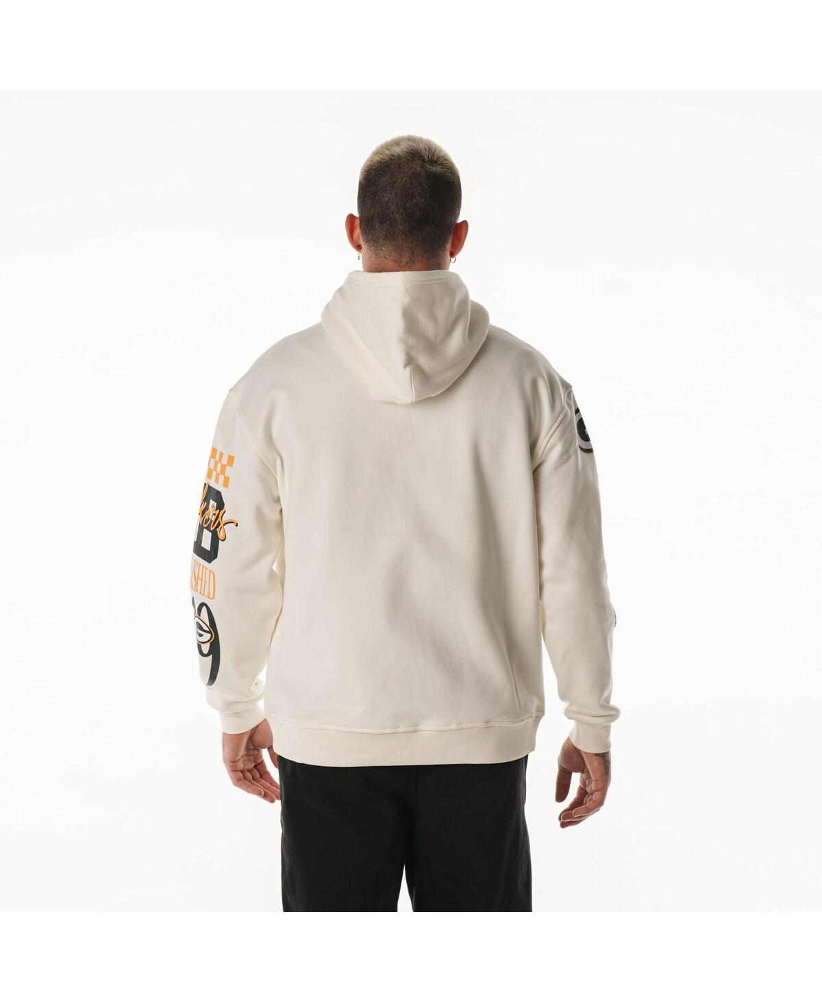 The Wild Collective Men's And Women's Cream Green Bay Packers Stacked Graphic Sleeve Fleece Hoodie In White