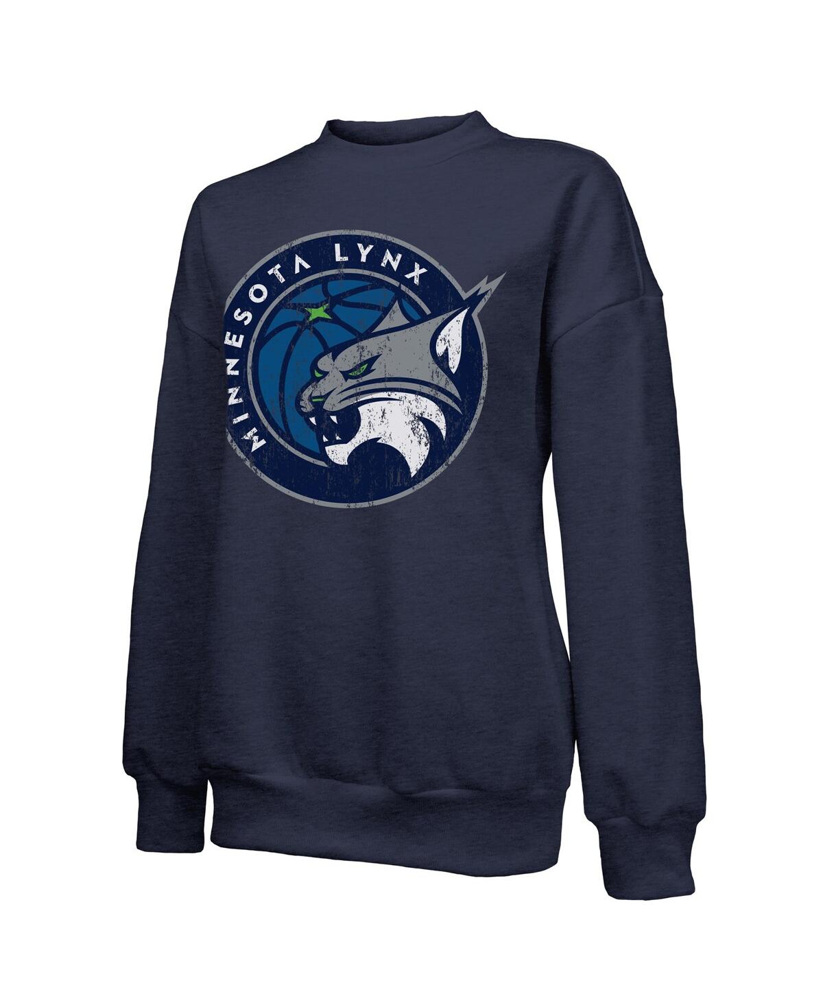 Majestic Women's Navy Minnesota Lynx Primary Logo Drop Shoulder Tri-blend Pullover Sweatshirt In Gray