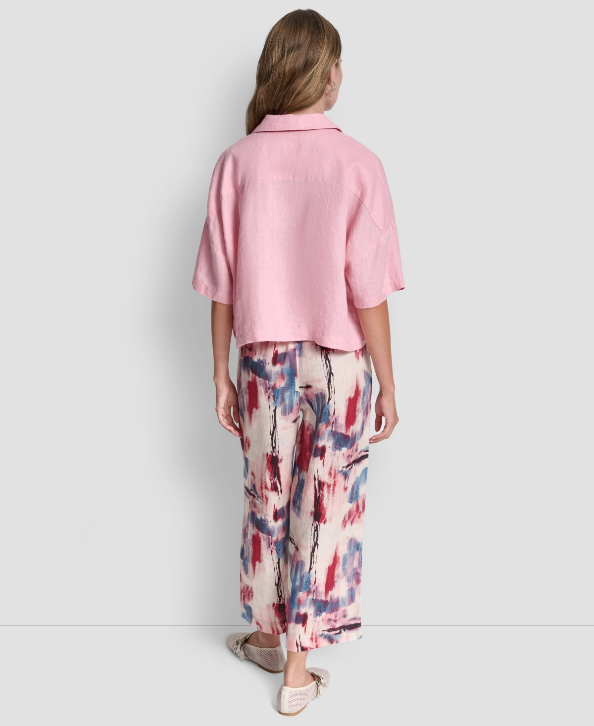 Dkny Women's Button-Front Dolman-Sleeve Linen Top