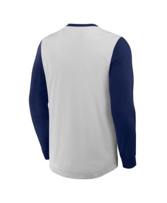 Men's Gray/Navy Atlanta Braves Clubhouse Long Sleeve Henley Shirt