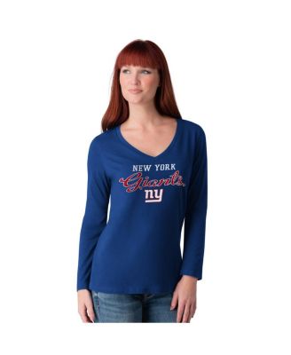 G-III 4Her by Carl Banks - Women's Royal New York Giants Post Season Long Sleeve V-Neck T-Shirt