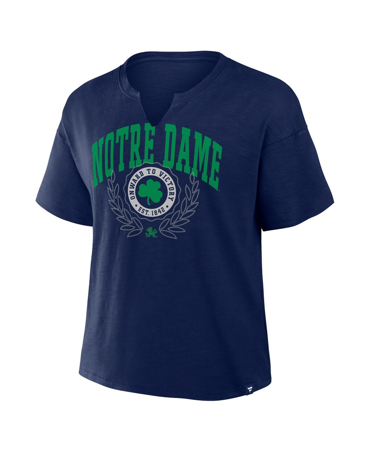 Fanatics Women's Navy Notre Dame Fighting Irish Championship Drive Slub Boxy T-shirt In Blue
