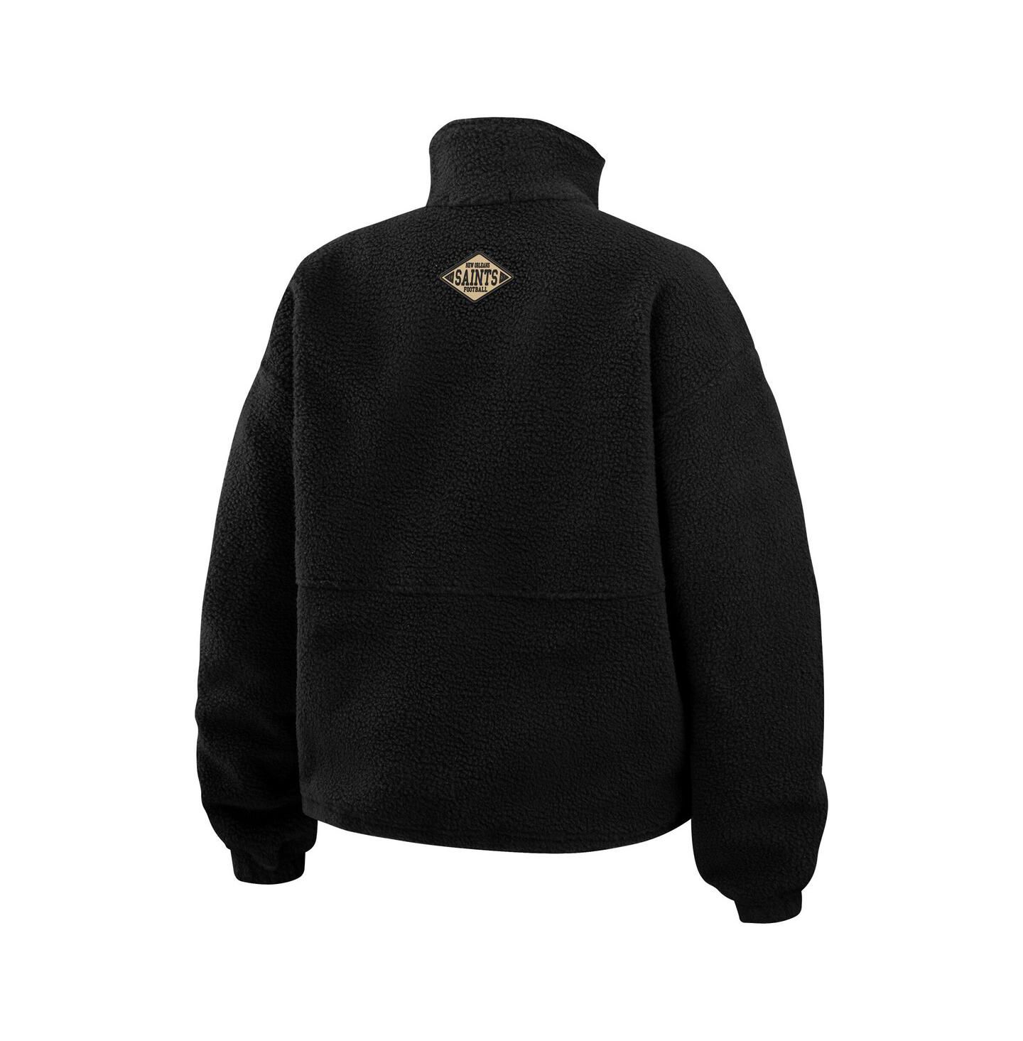 Женская куртка WEAR by Erin Andrews Black New Orleans Saints Polar Fleece Half-Zip — фото 3