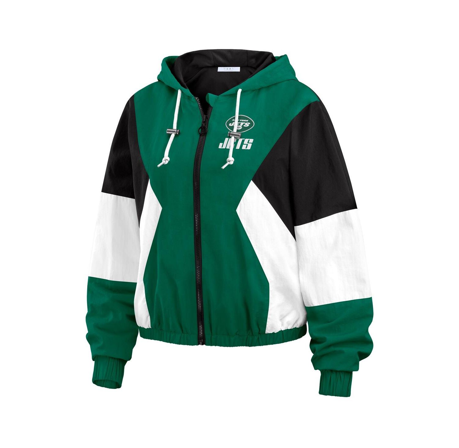 Women's Green/Black New York Jets Plus Size Color Block Full-Zip Windbreaker Jacket