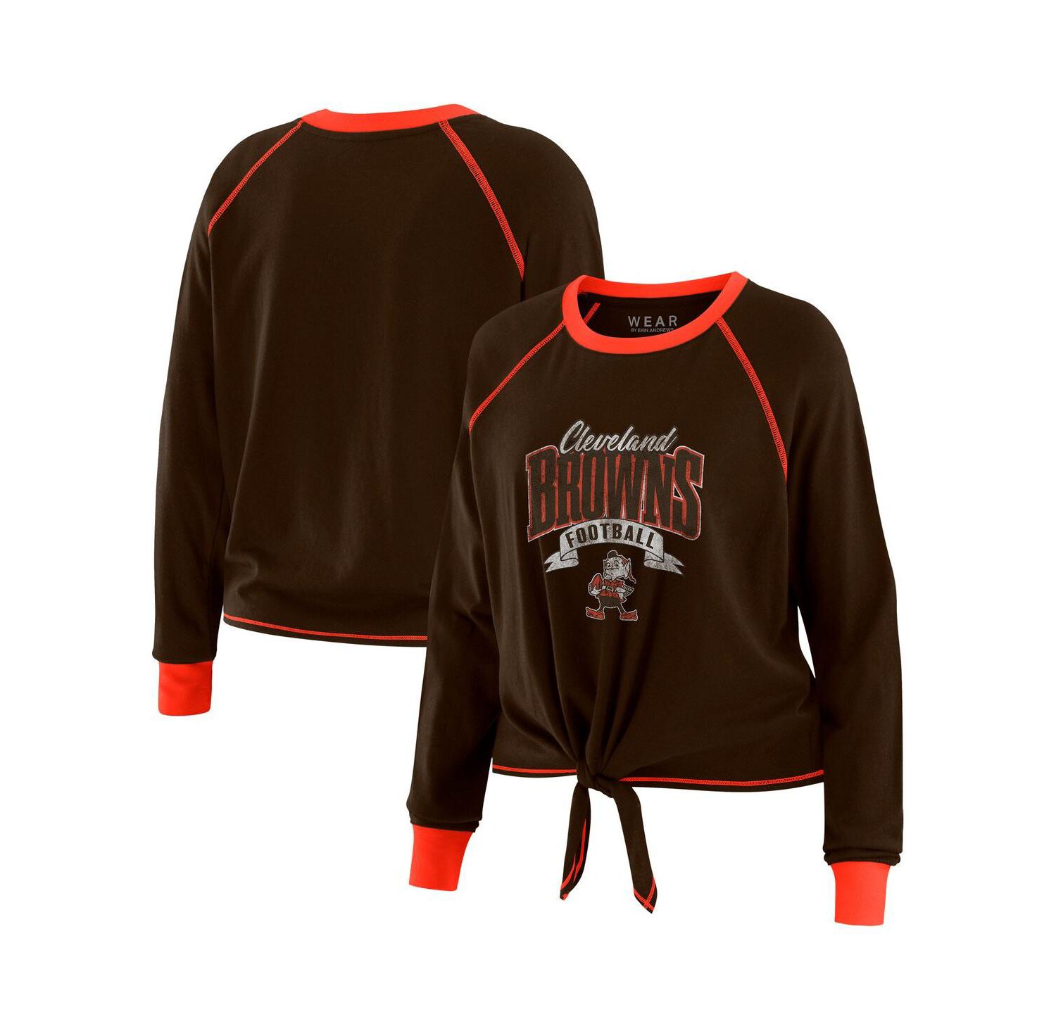Women's Brown/Orange Cleveland Browns Tie-Front Long Sleeve Top
