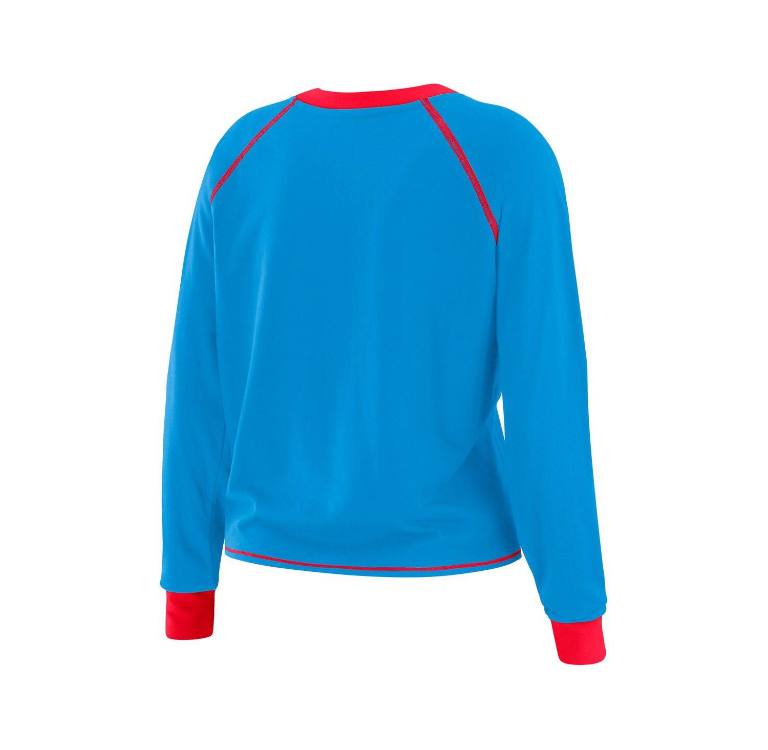 Women's Light Blue/Red Houston Oilers Plus Size Tie-Front Long Sleeve Top