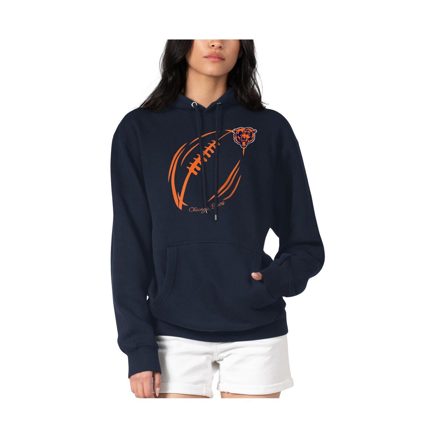 Женское худи G-III 4Her by Carl Banks Navy Chicago Bears Football Logo Fleece Tri-Blend Pullover — фото 1