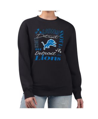 G-III 4Her by Carl Banks - Women's Black Detroit Lions Collage Graphic Fleece Pullover Sweatshirt