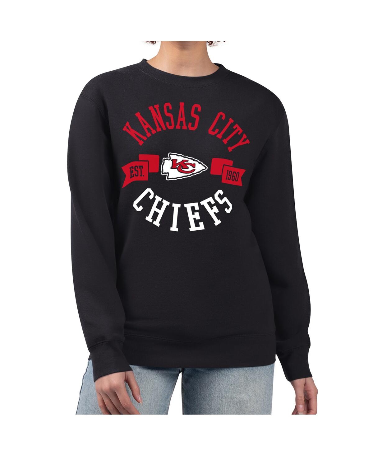 G-iii 4Her by Carl Banks Women's Black Kansas City Chiefs Large Team Graphic Fleece Pullover Sweatshirt