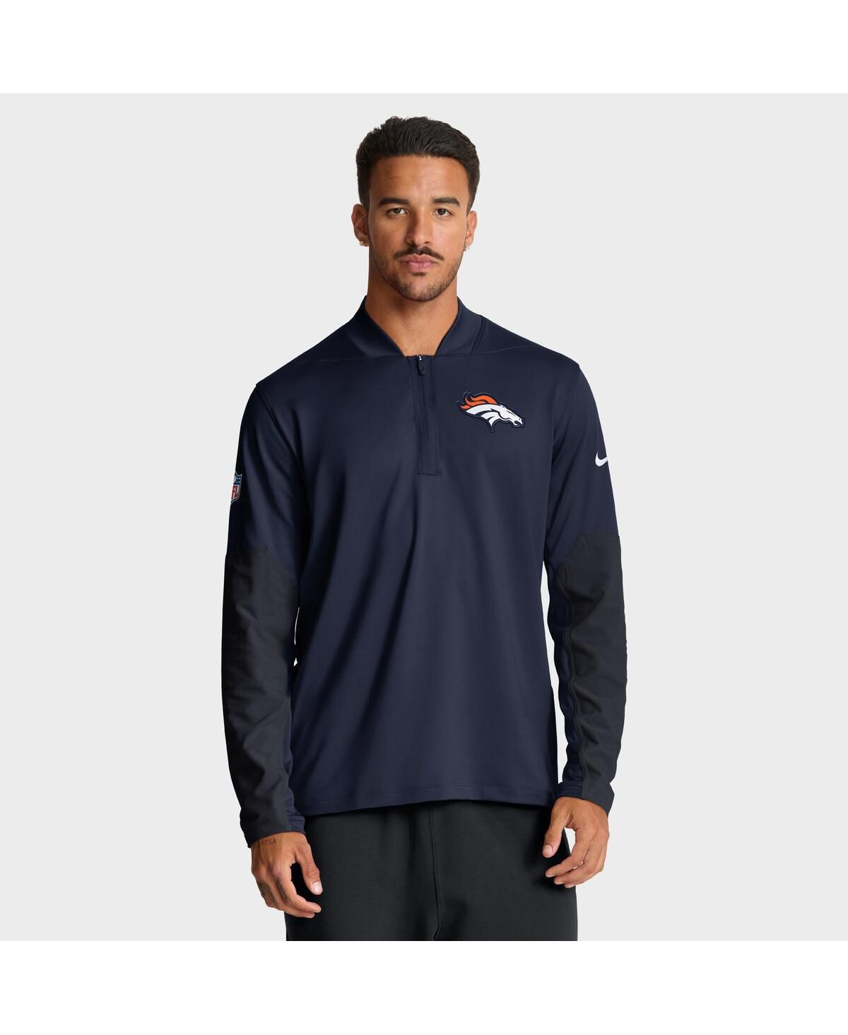 Мужская темно-синяя толстовка-пуловер Denver Broncos Sideline Dri-FIT с капюшоном на молнии
