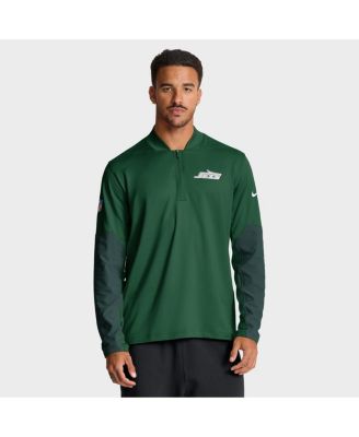Nike - Men's Green New York Jets Sideline Dri-FIT Half-Zip Pullover Hoodie
