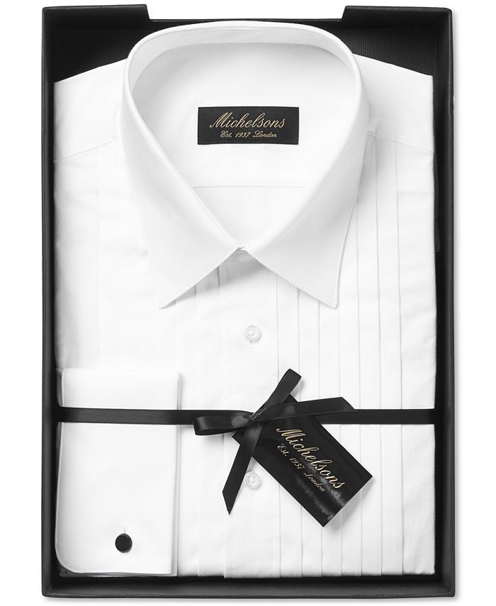 Michelsons Men's ClassicFit Pleated Point Collar Tuxedo Shirt with French Cuffs Macy's