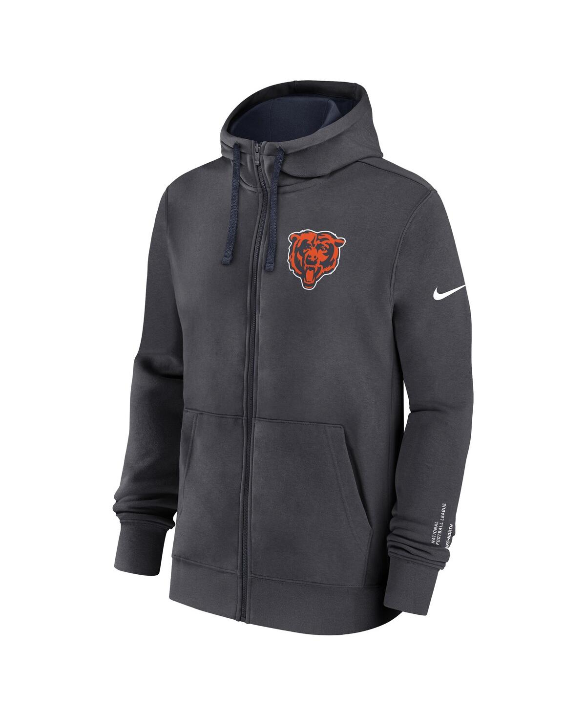 Nike Anthracite Chicago Bears Primetime Club Full-zip Hoodie In Black