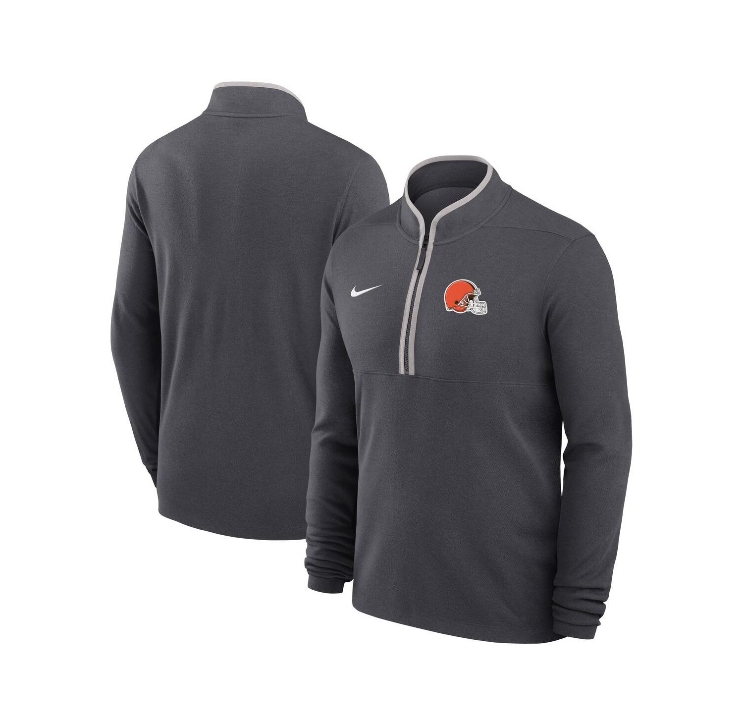 Men's Anthracite Cleveland Browns Lightweight Victory Dri-FIT Half-Zip Pullover Hoodie