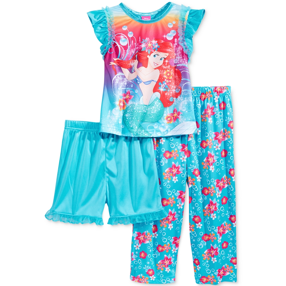 Disney Princess Toddler Girls 3 Piece Little Mermaid Ariel Pajama Set