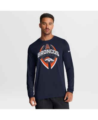 Nike - Men's Navy Denver Broncos Primetime Legend Icon Performance Long Sleeve T-Shirt