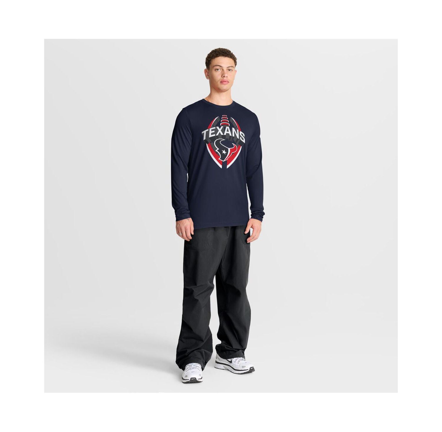 Men's Navy Houston Texans Primetime Legend Icon Performance Long Sleeve T-Shirt