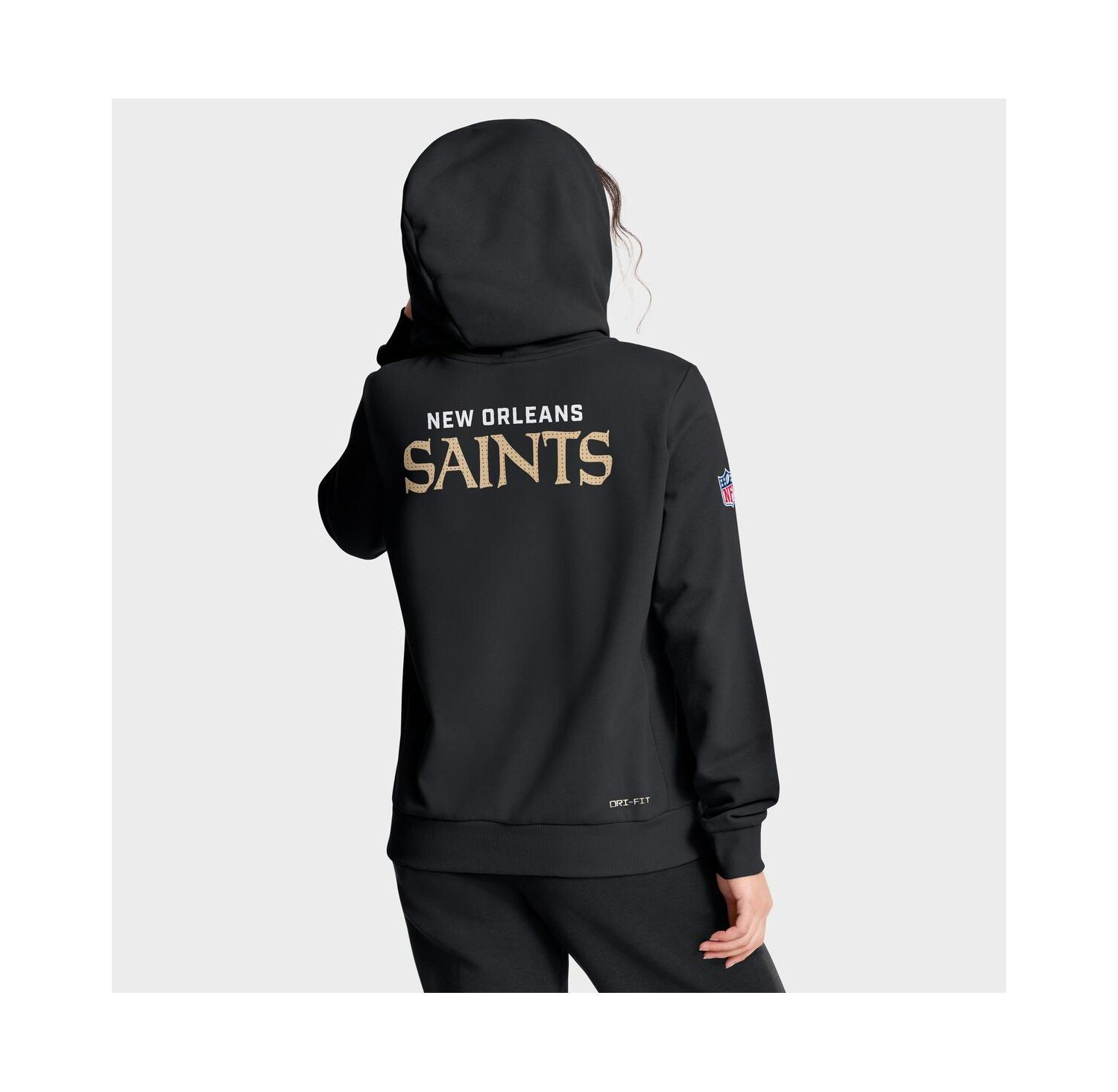 Women's Black New Orleans Saints Sideline Standard Issue Initial Home Dri-FIT Hoodie